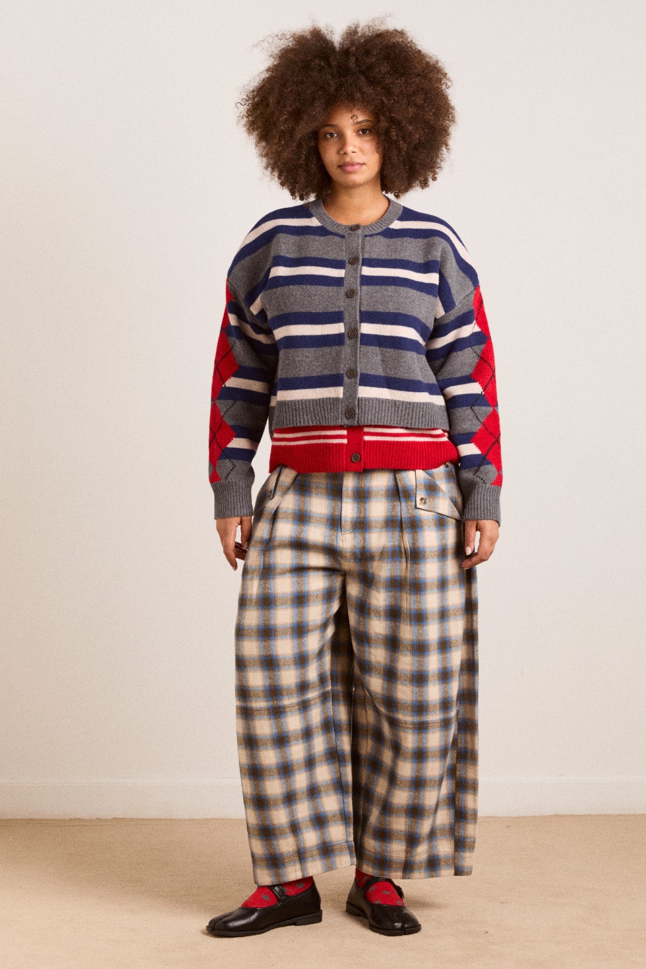 Damson Madder mara trouser - blur brushed check