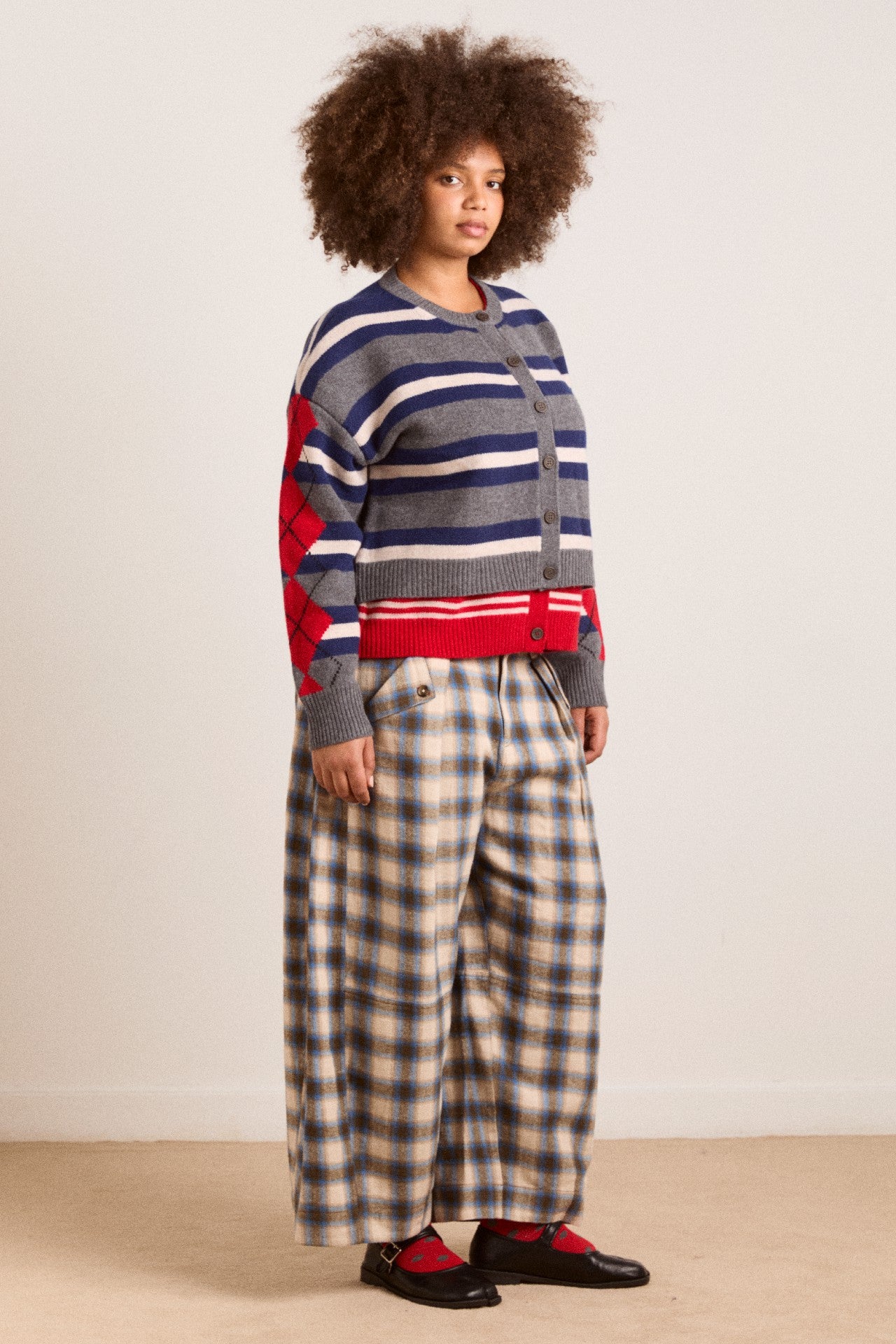 Damson Madder mara trouser - blur brushed check