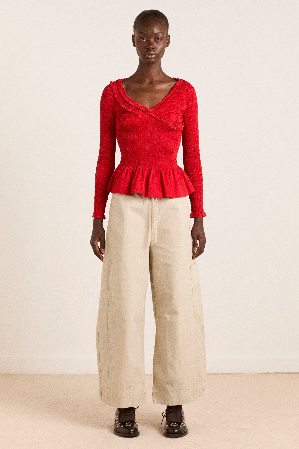 Damson Madder felix twill trouser - stone
