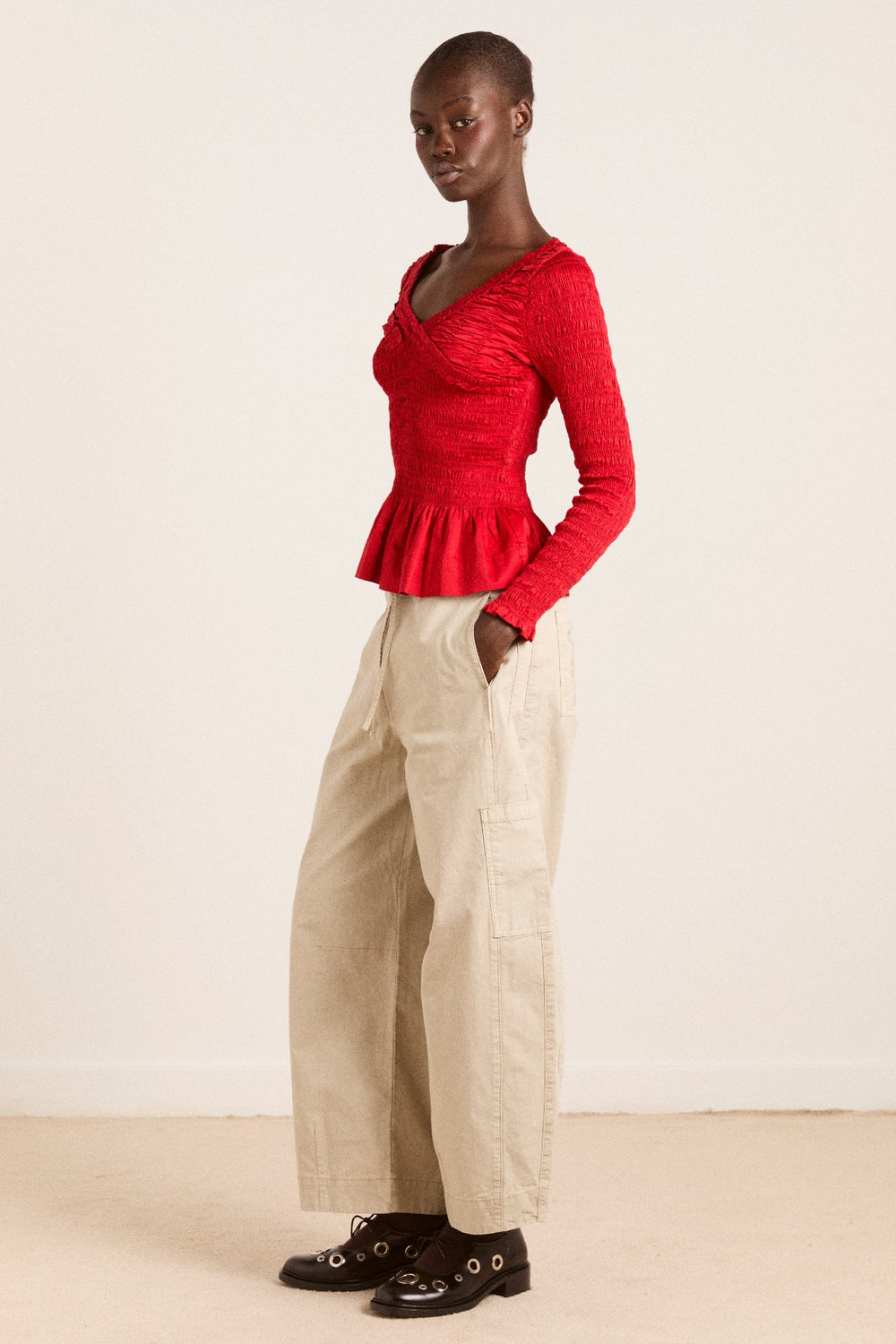 Damson Madder felix twill trouser - stone