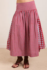 Damson Madder berta midi skirt - blue/red gingham