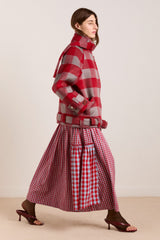 Damson Madder berta midi skirt - blue/red gingham