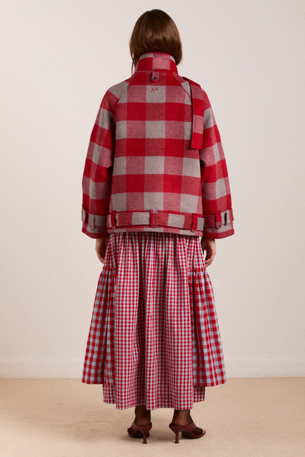 Damson Madder berta midi skirt - blue/red gingham