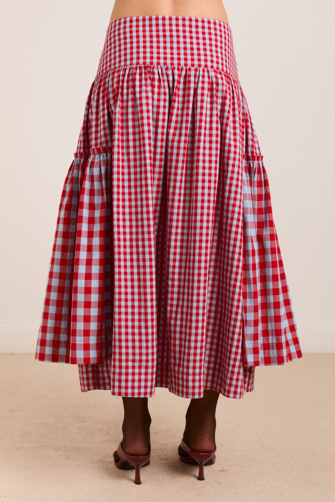 Damson Madder berta midi skirt - blue/red gingham