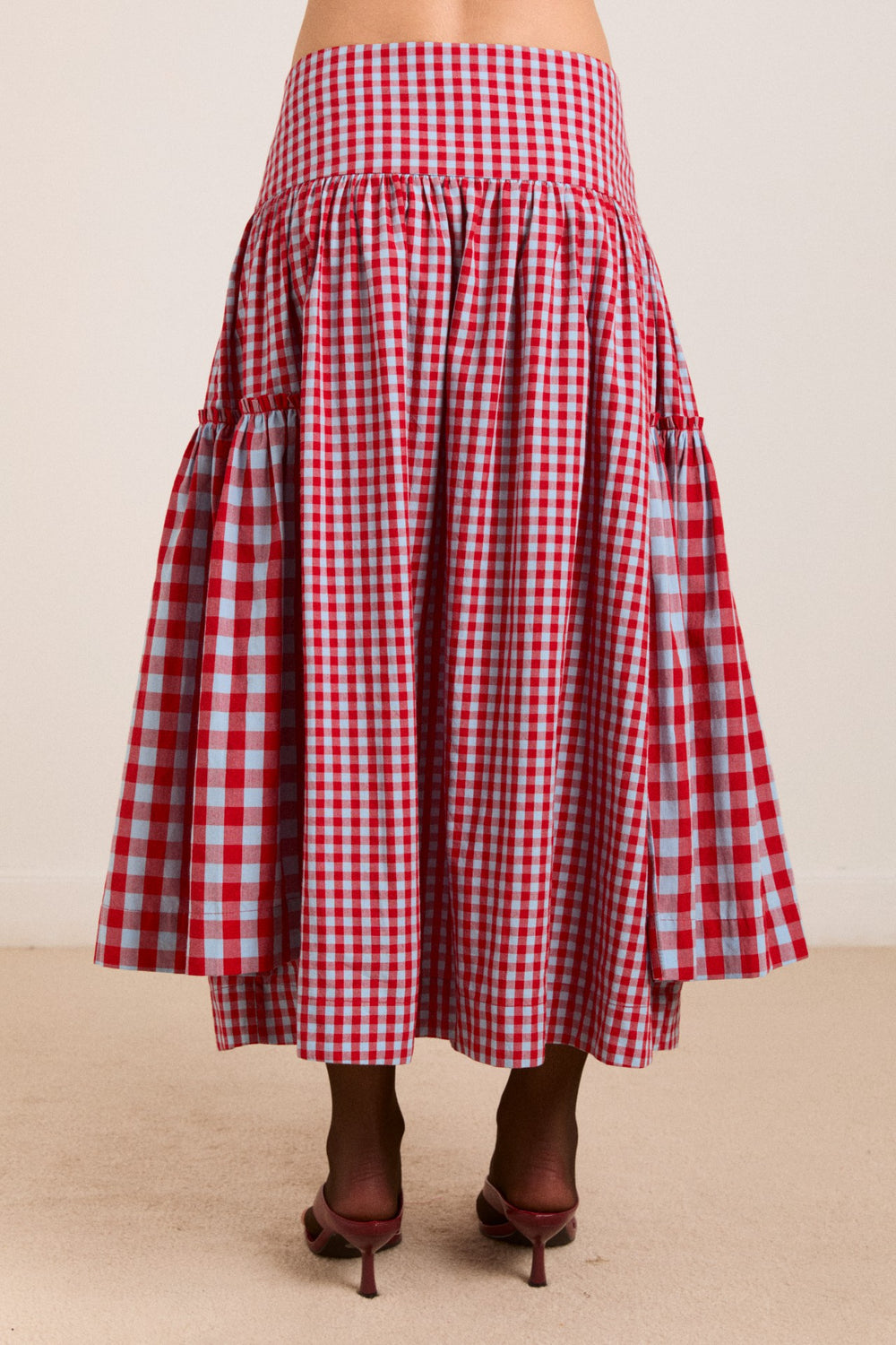 Damson Madder berta midi skirt - blue/red gingham