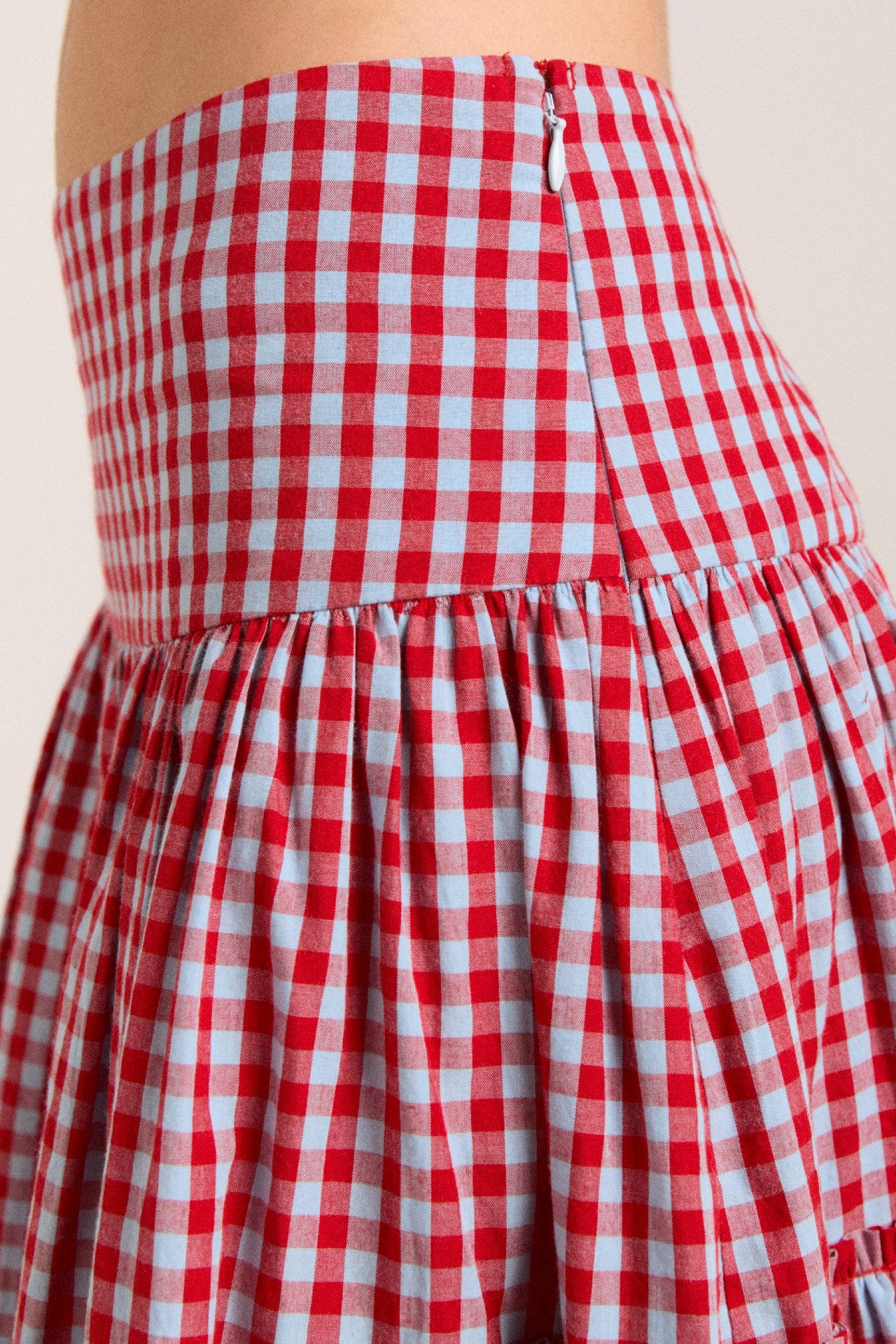 Damson Madder berta midi skirt - blue/red gingham