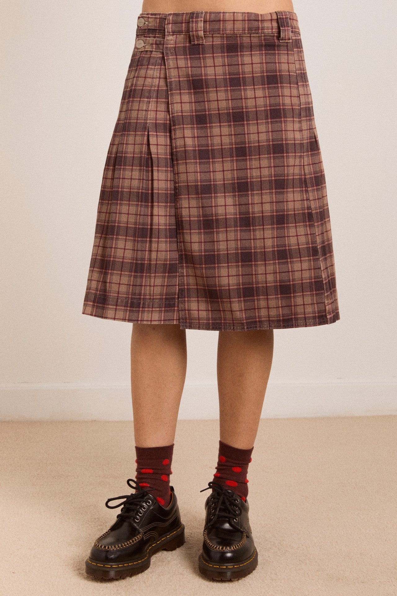 Damson Madder matty kilt - tan check