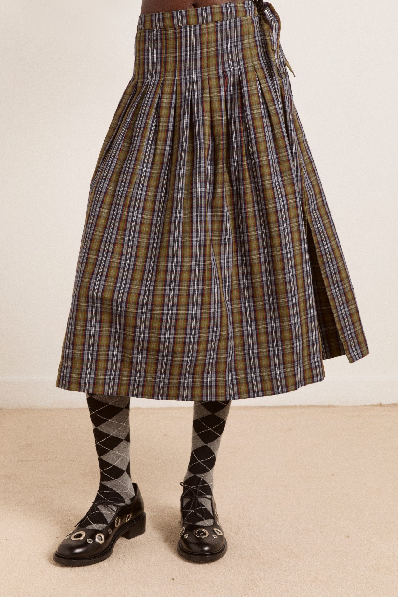 Damson Madder josie midi skirt - multi check