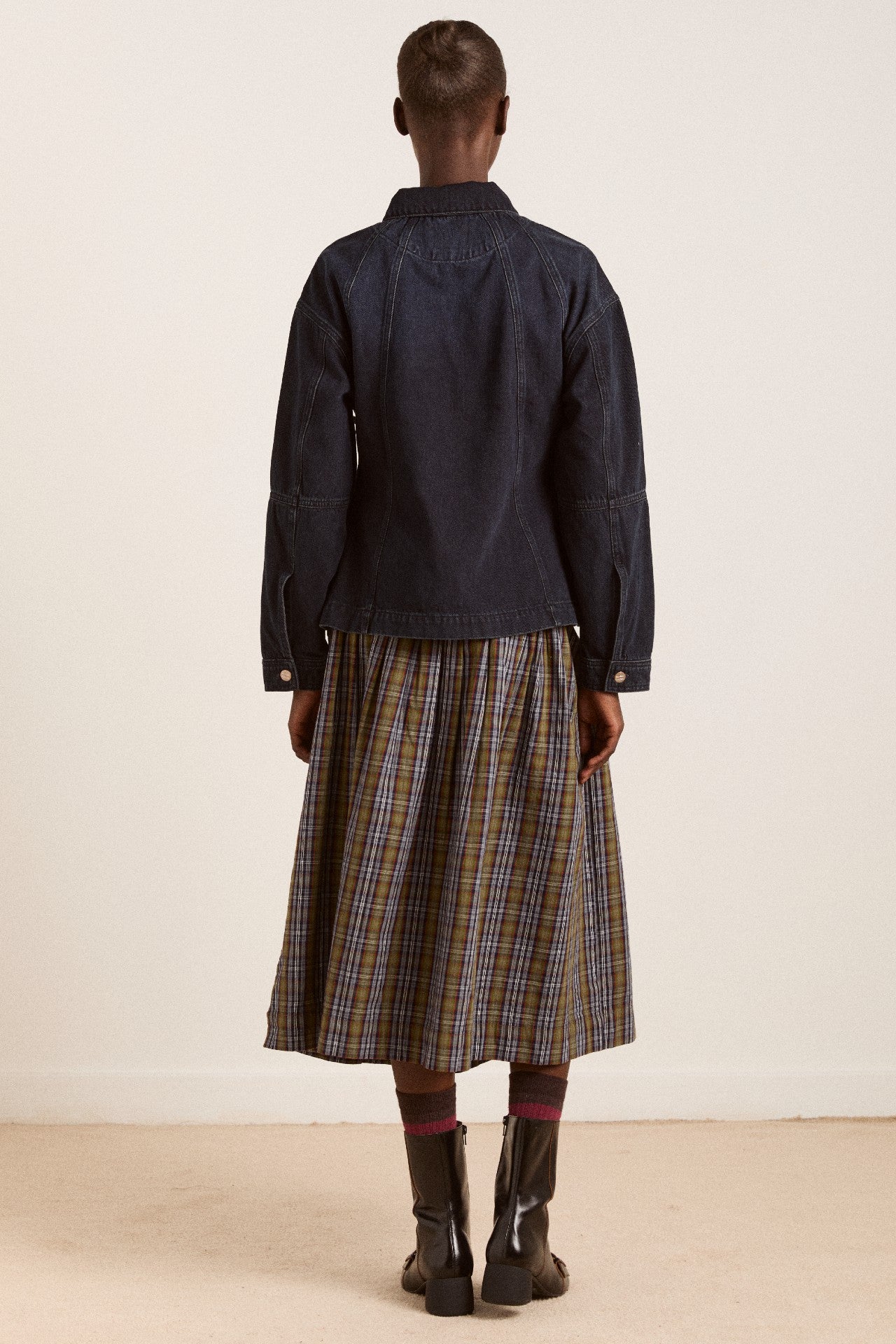 Damson Madder josie midi skirt - multi check