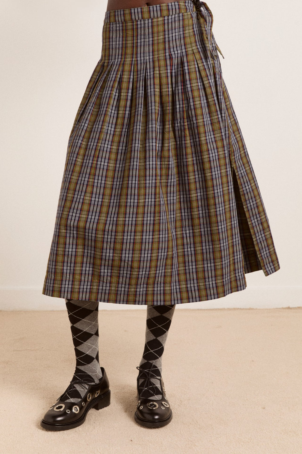 Damson Madder josie midi skirt - multi check