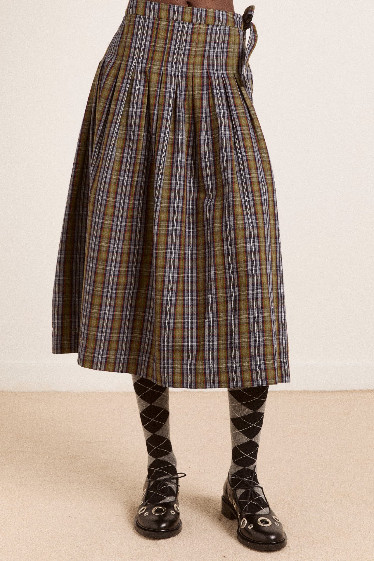Damson Madder josie midi skirt - multi check