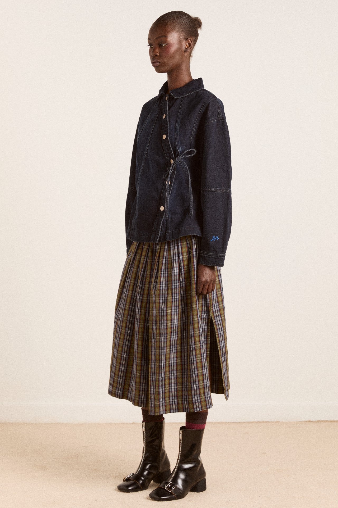 Damson Madder josie midi skirt - multi check