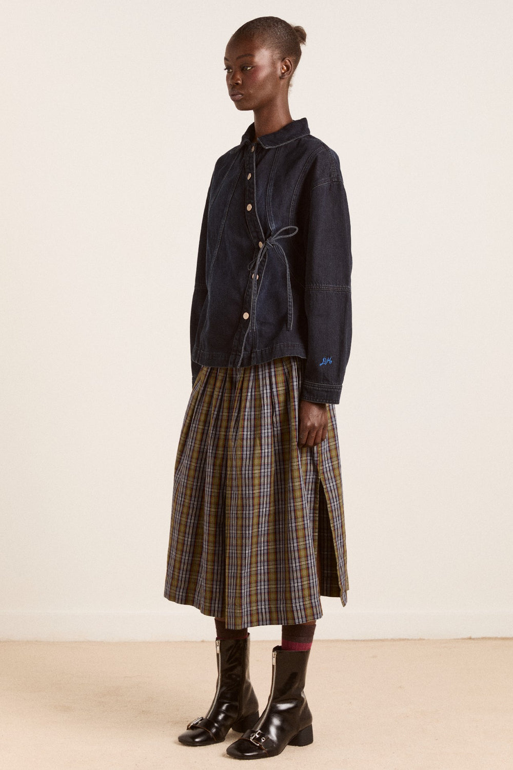 Damson Madder josie midi skirt - multi check