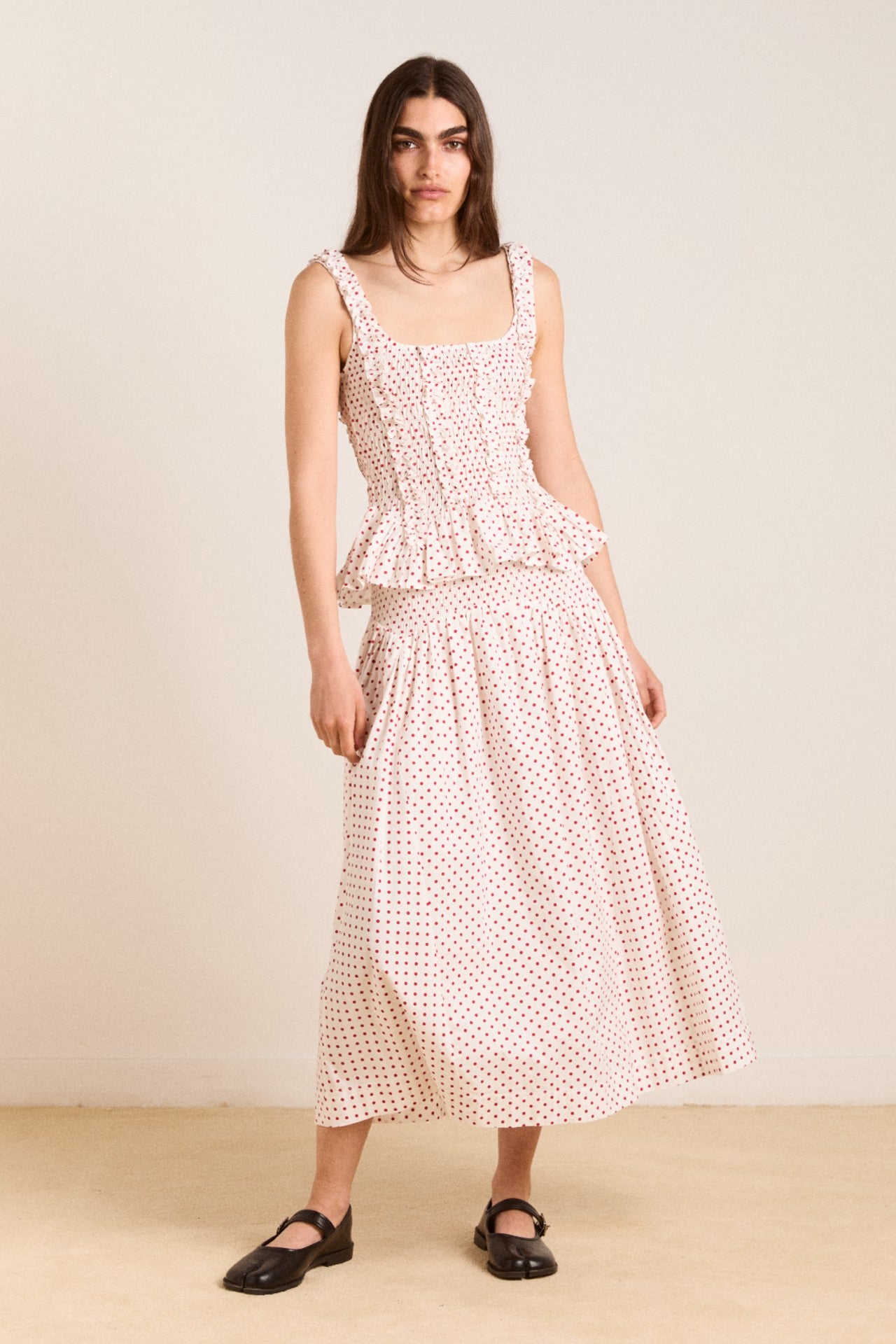 Damson Madder layla skirt - off white and red spot