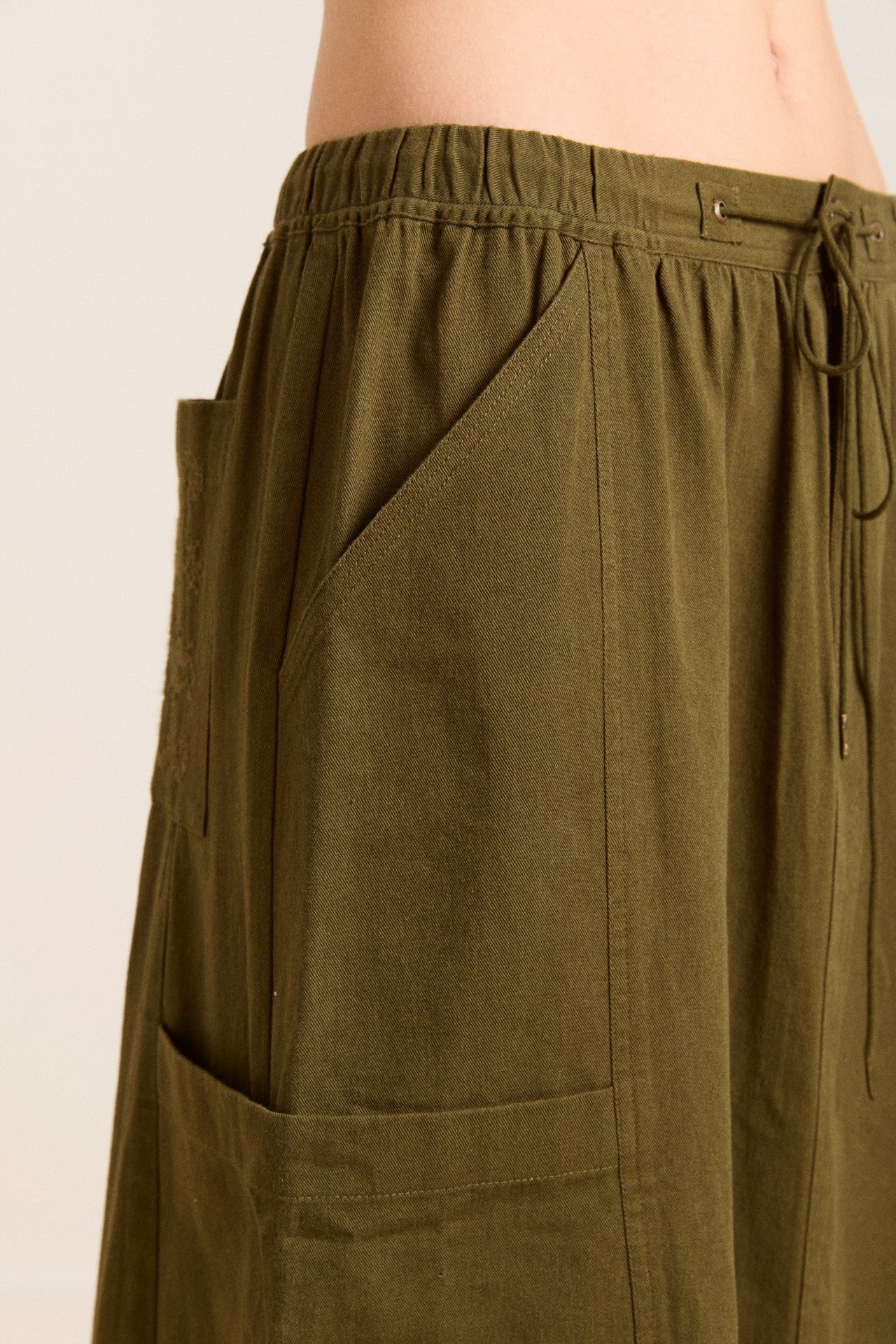 Damson Madder vika utility midi skirt - olive