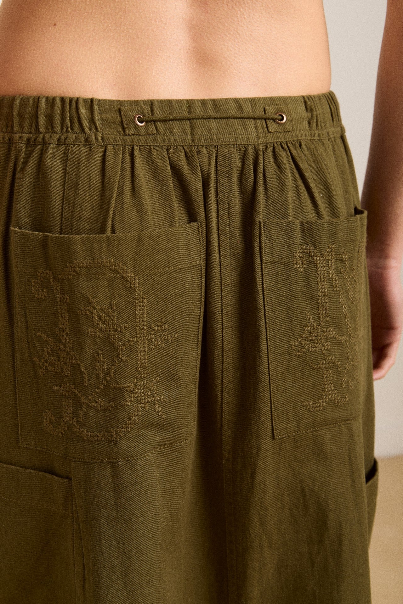Damson Madder vika utility midi skirt - olive