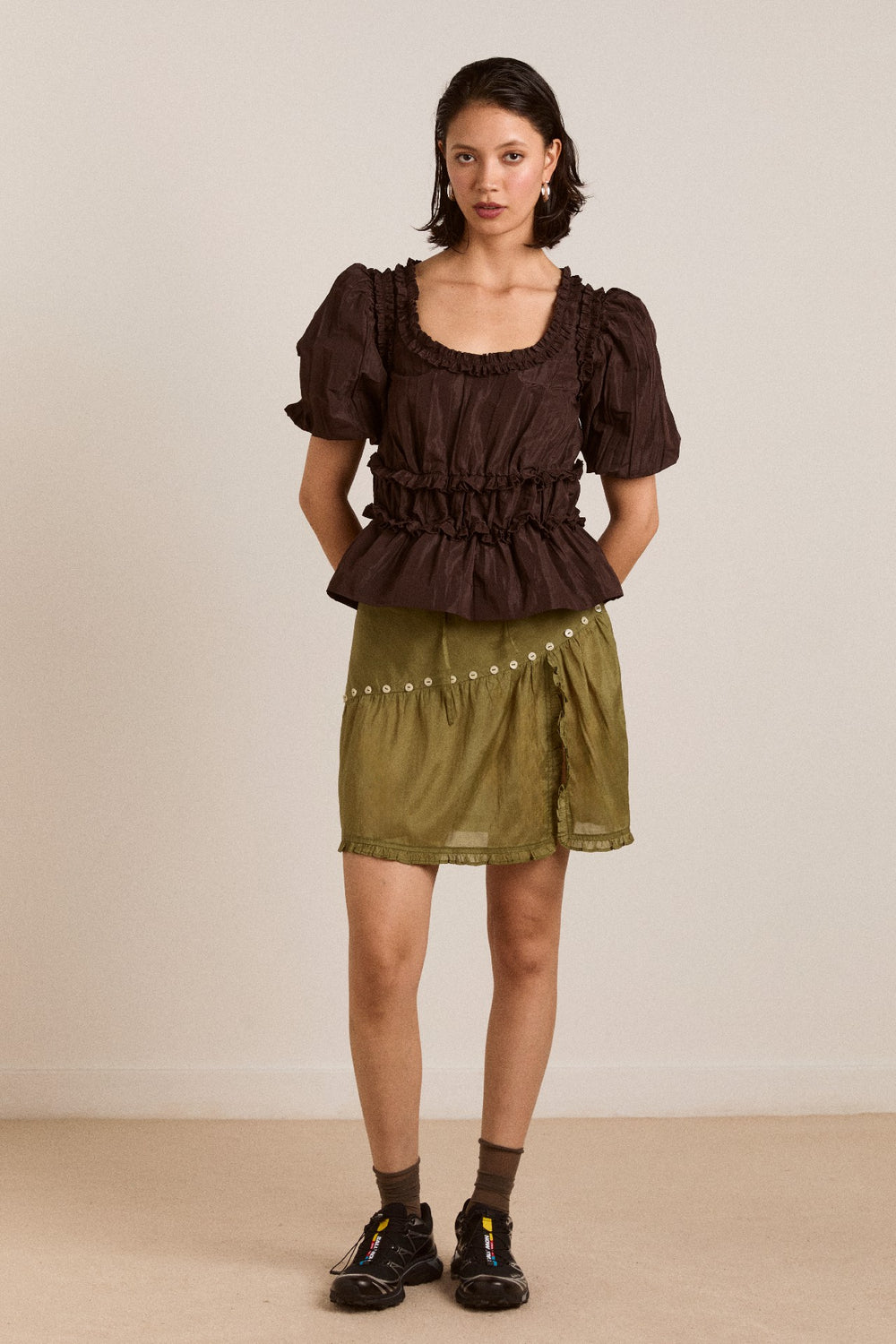 Damson Madder evelyn sheer skirt - olive