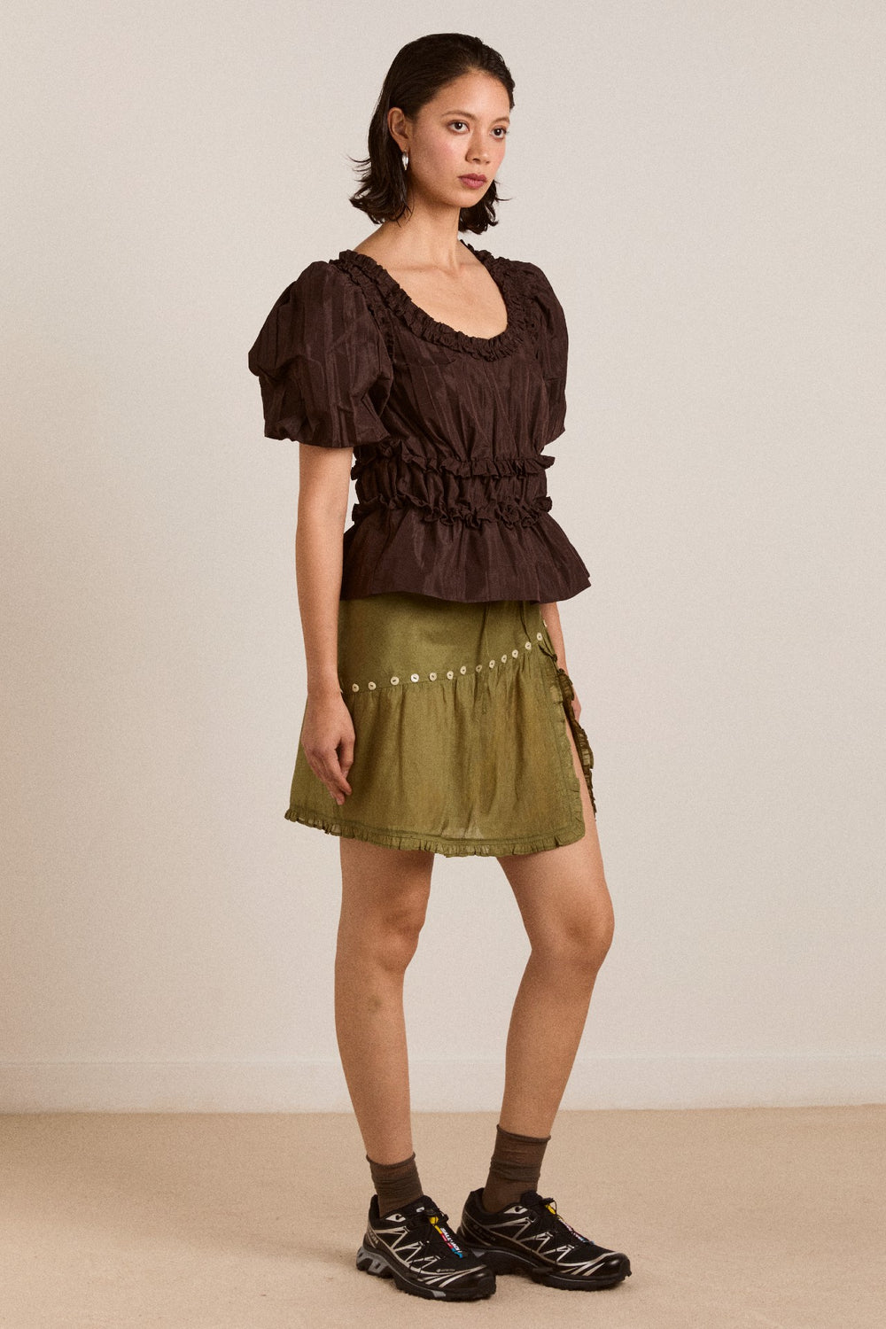 Damson Madder evelyn sheer skirt - olive