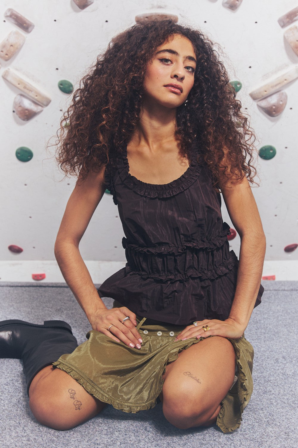 Damson Madder evelyn sheer skirt - olive