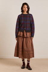 Damson Madder anika eyelet skirt with ruffle belt- tan
