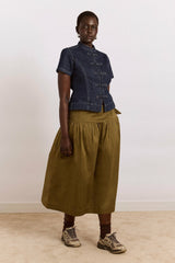 Damson Madder josie midi skirt - olive cotton satin