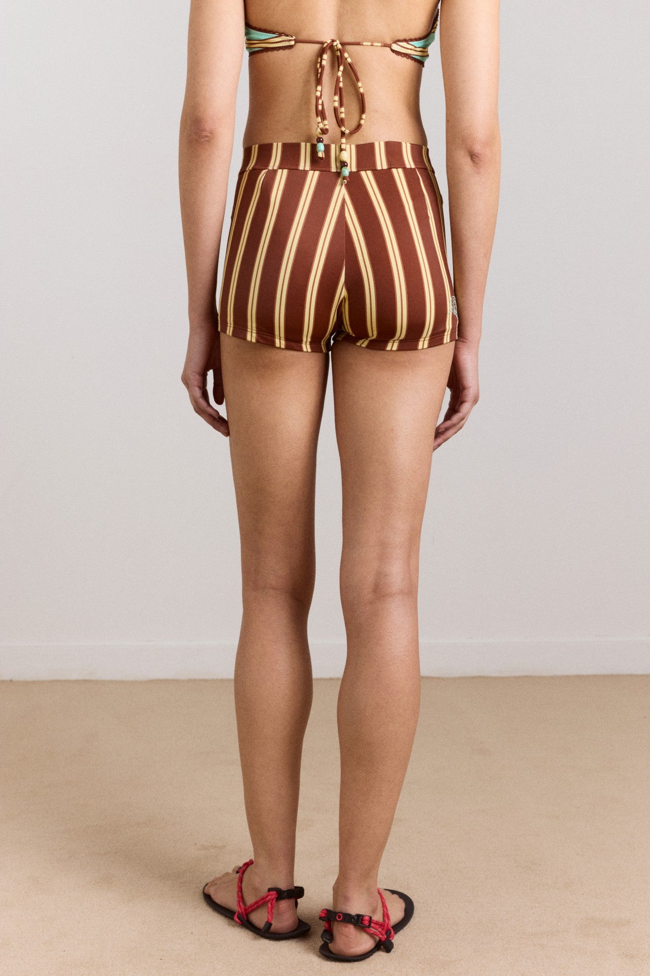 Damson Madder trudi boy short - brown stripe print