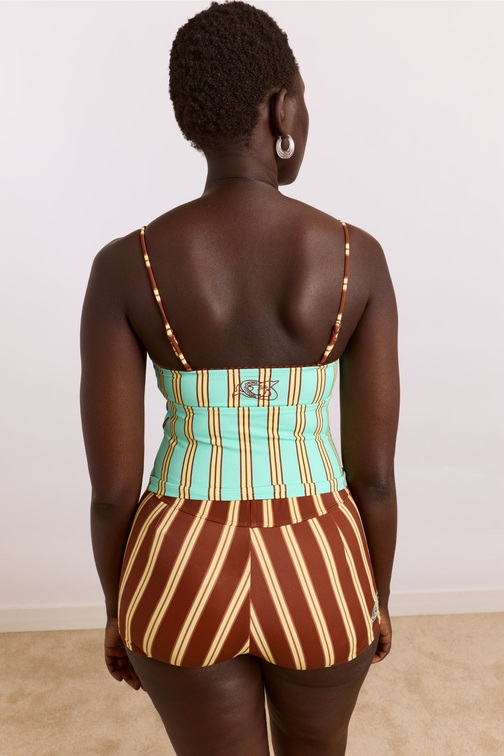 Damson Madder trudi boy short - brown stripe print