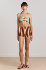 Damson Madder trudi boy short - brown stripe print
