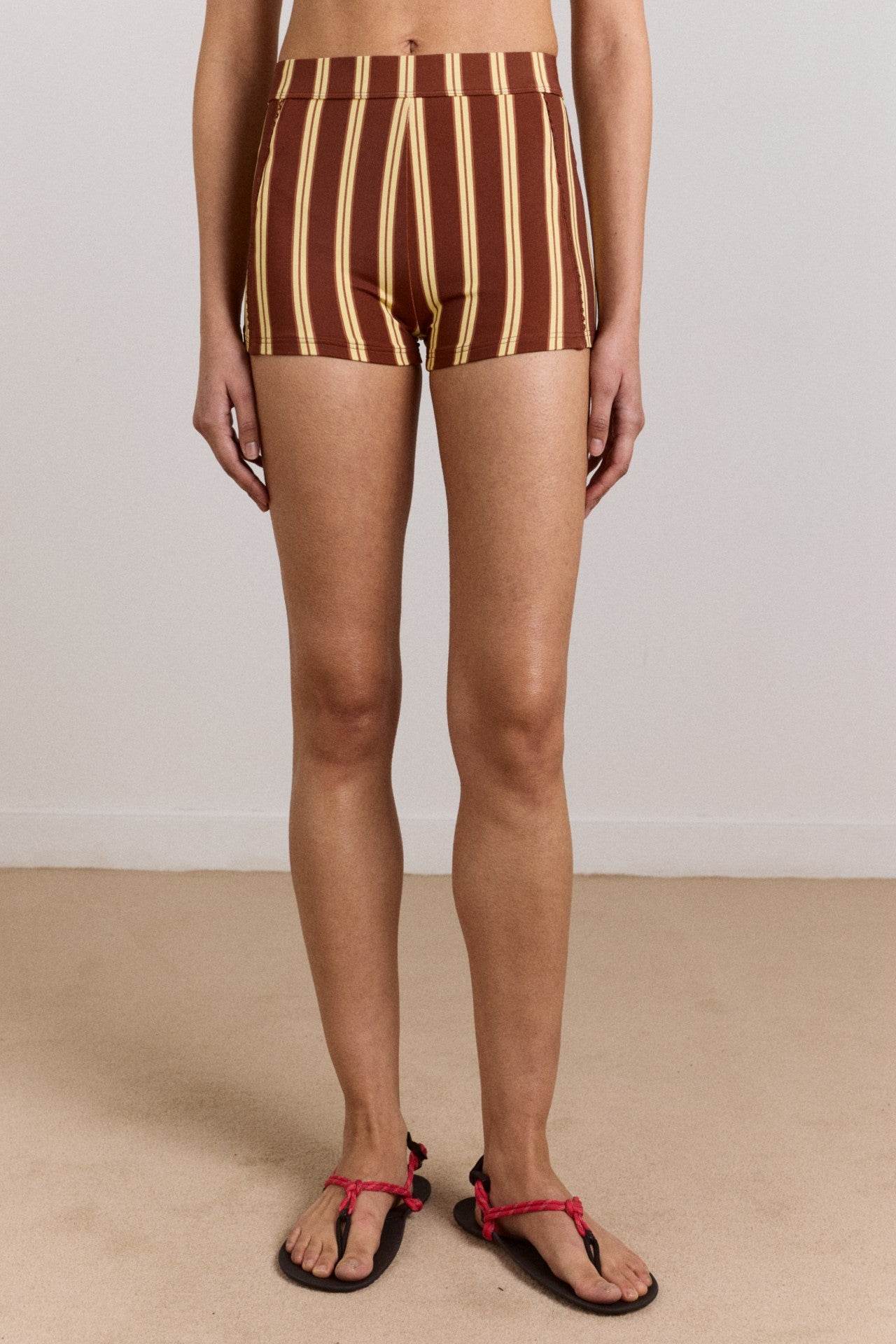 Damson Madder trudi boy short - brown stripe print