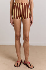 Damson Madder trudi boy short - brown stripe print