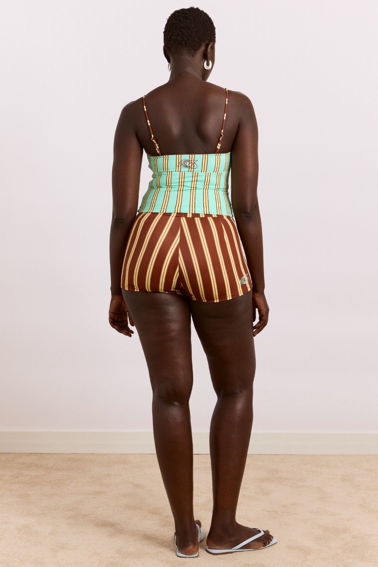 Damson Madder trudi boy short - brown stripe print