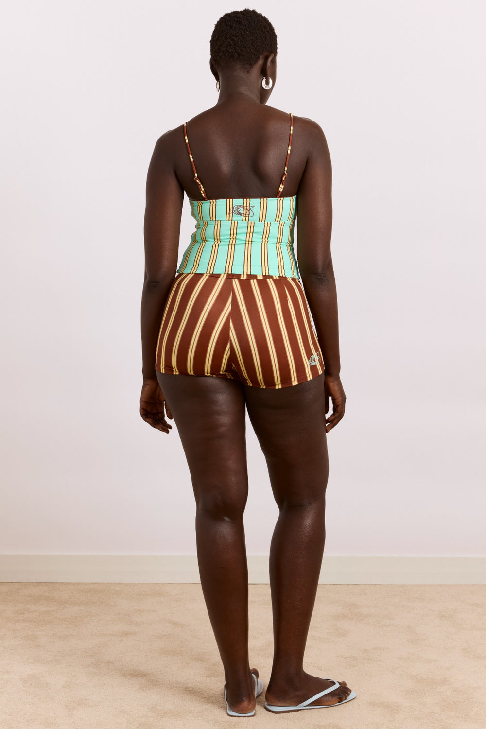 Damson Madder trudi boy short - brown stripe print