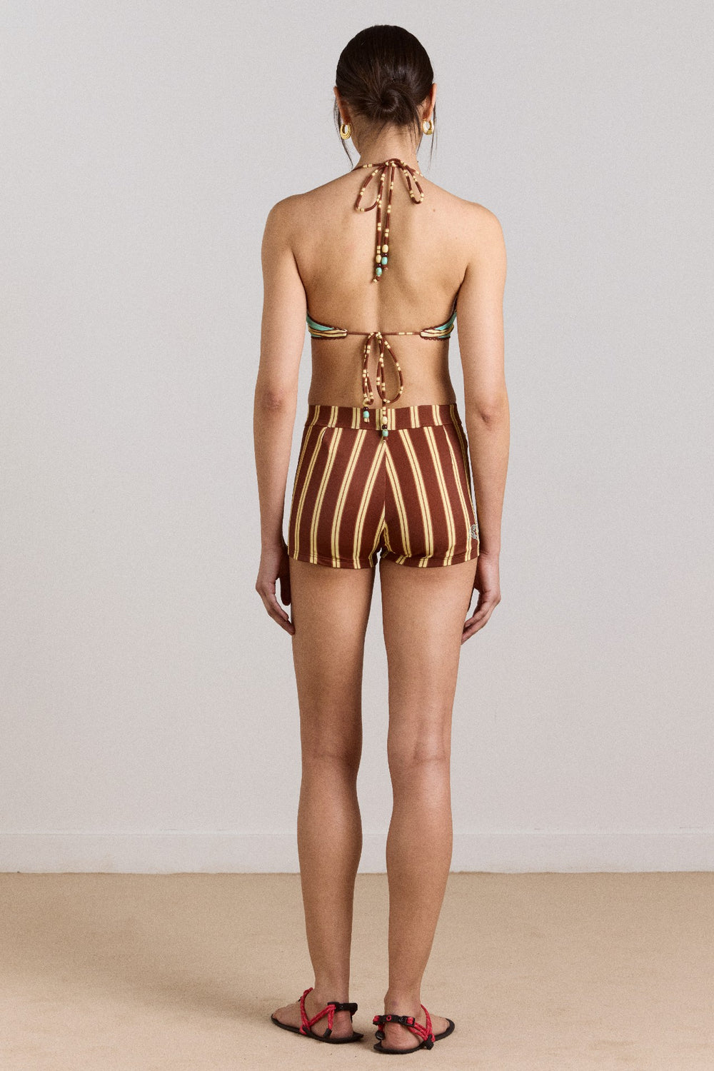 Damson Madder trudi boy short - brown stripe print