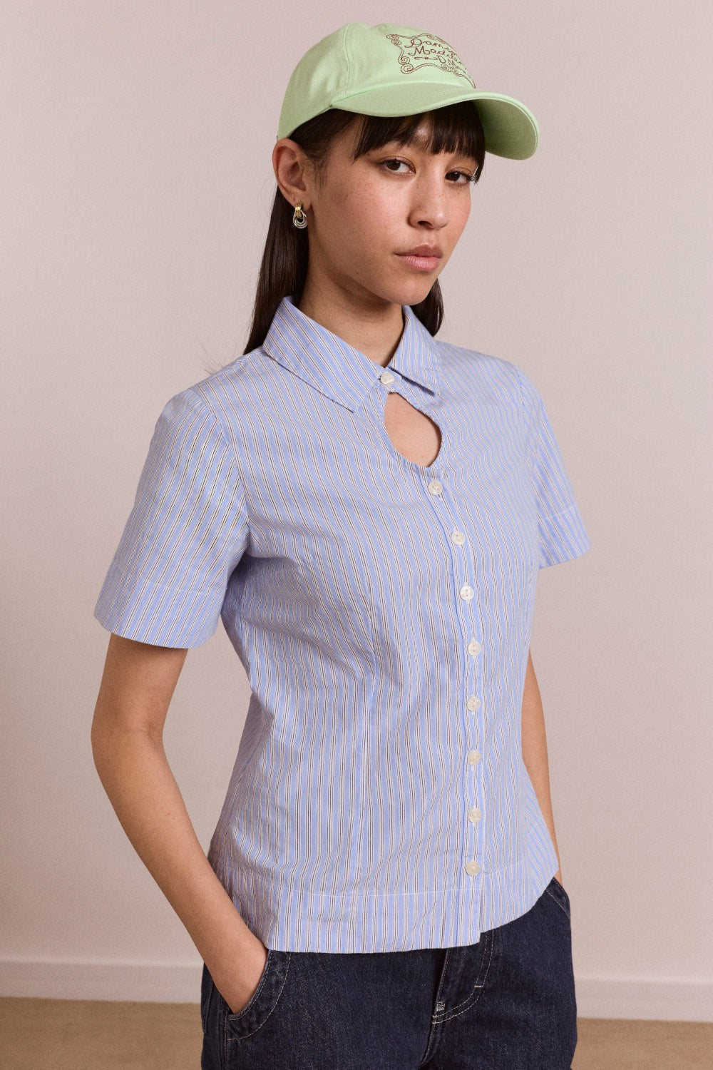 Damson Madder ebba shirt - mini blue stripe