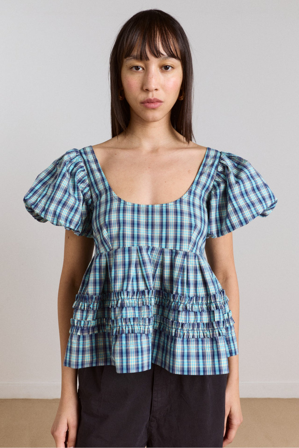 Damson Madder summer joy blouse- tomboy check