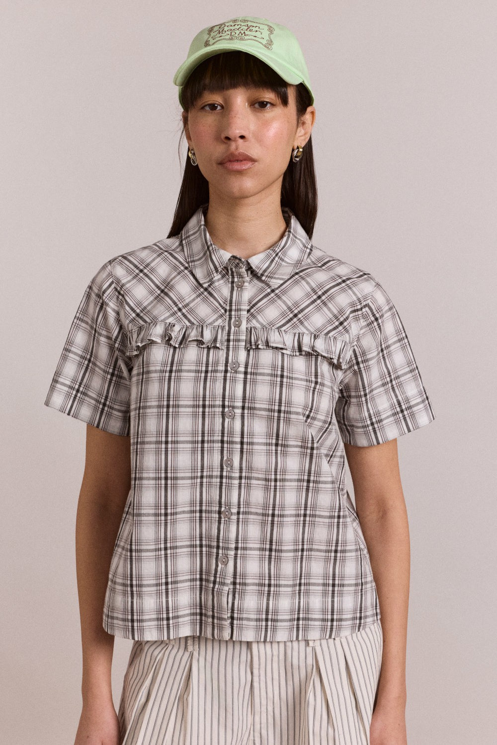 Damson Madder kirby shirt - greyscale check