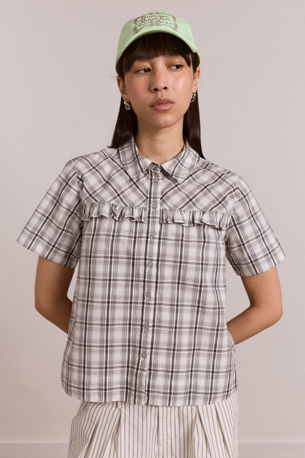 Damson Madder kirby shirt - greyscale check