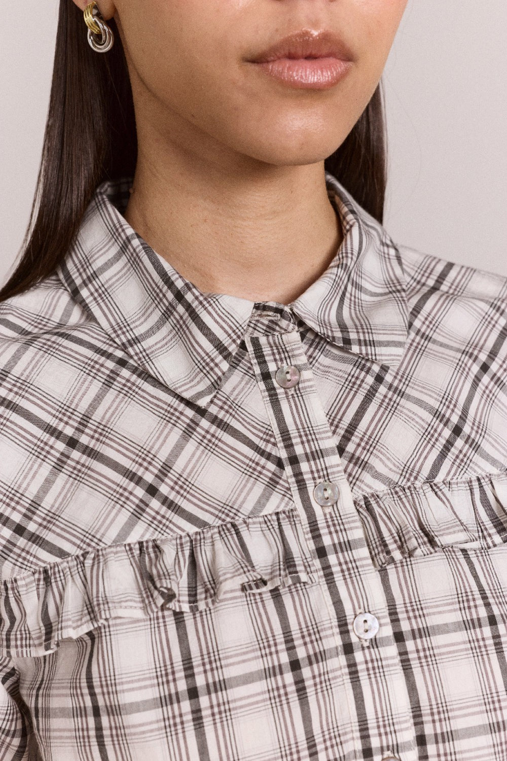 Damson Madder kirby shirt - greyscale check