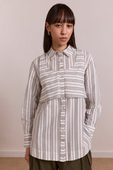 Damson Madder valeria double layer shirt - caraway stripe