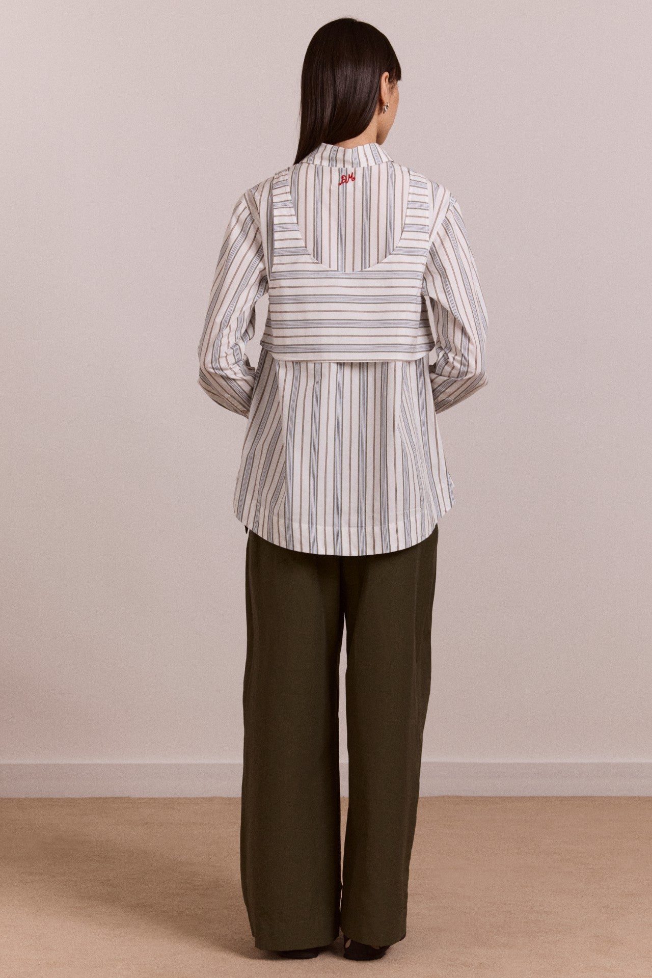 Damson Madder valeria double layer shirt - caraway stripe