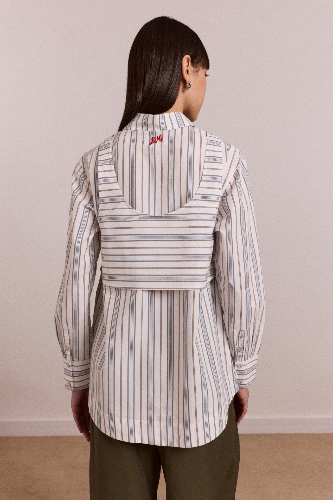 Damson Madder valeria double layer shirt - caraway stripe