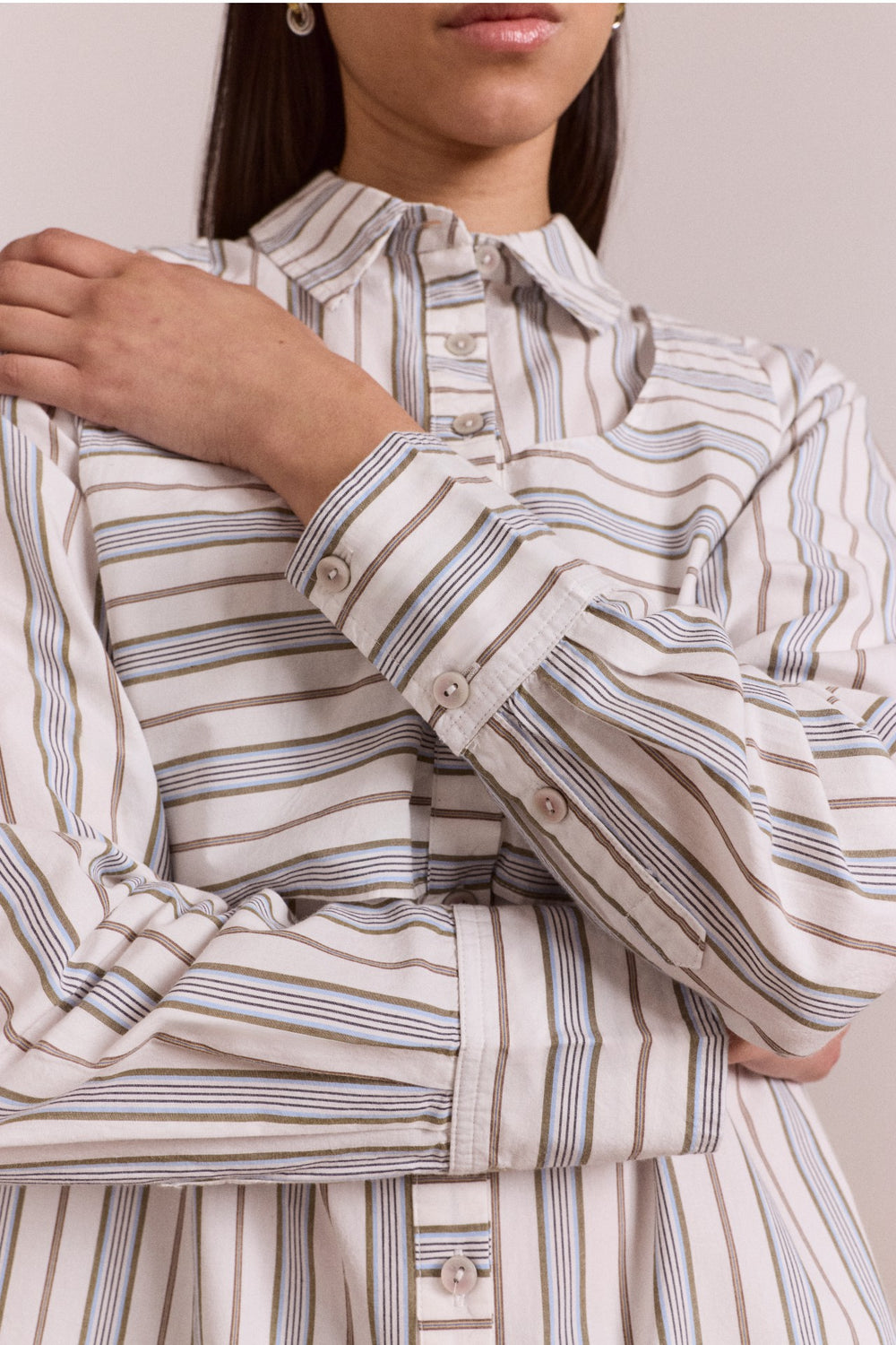 Damson Madder valeria double layer shirt - caraway stripe
