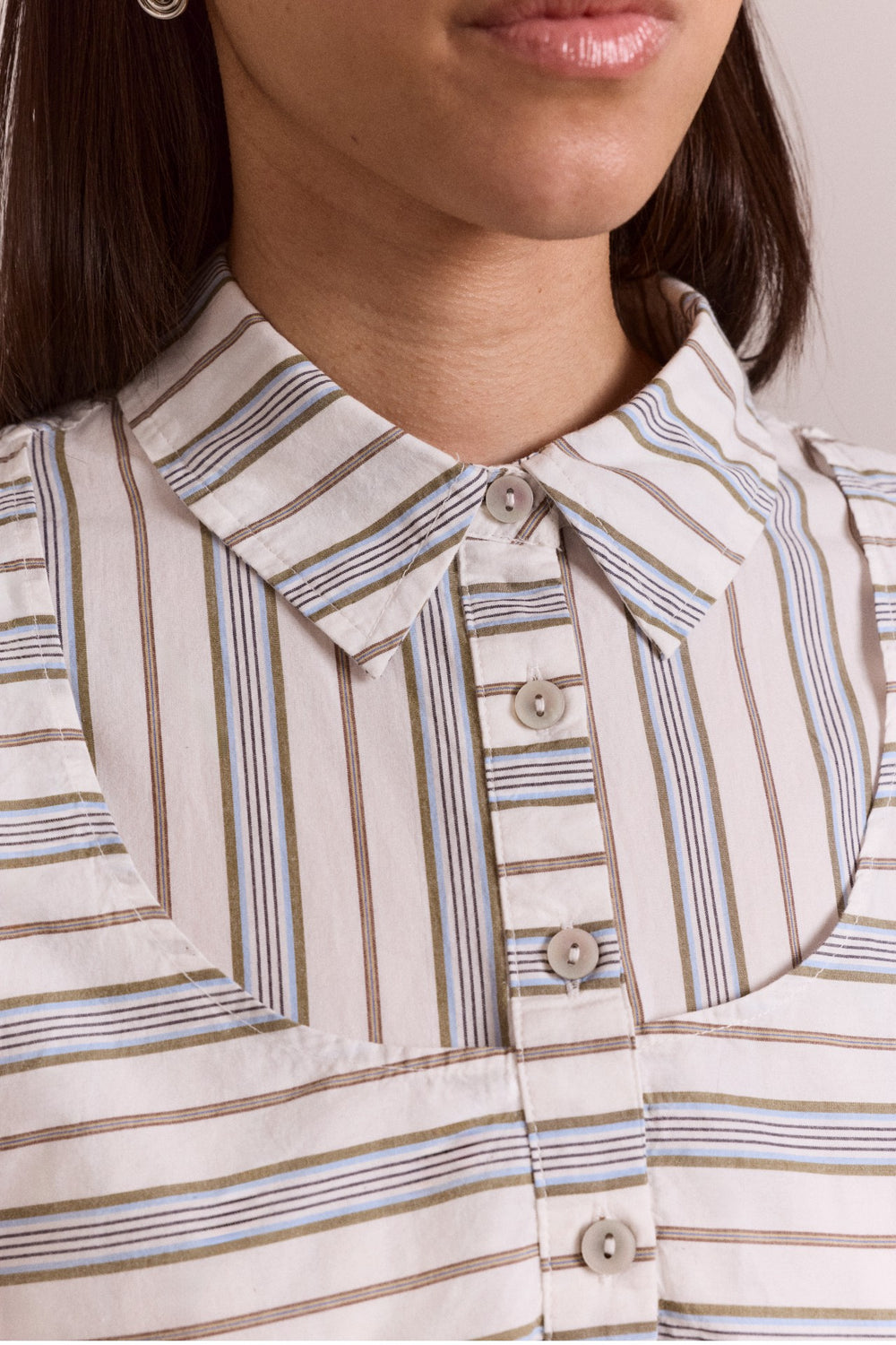 Damson Madder valeria double layer shirt - caraway stripe