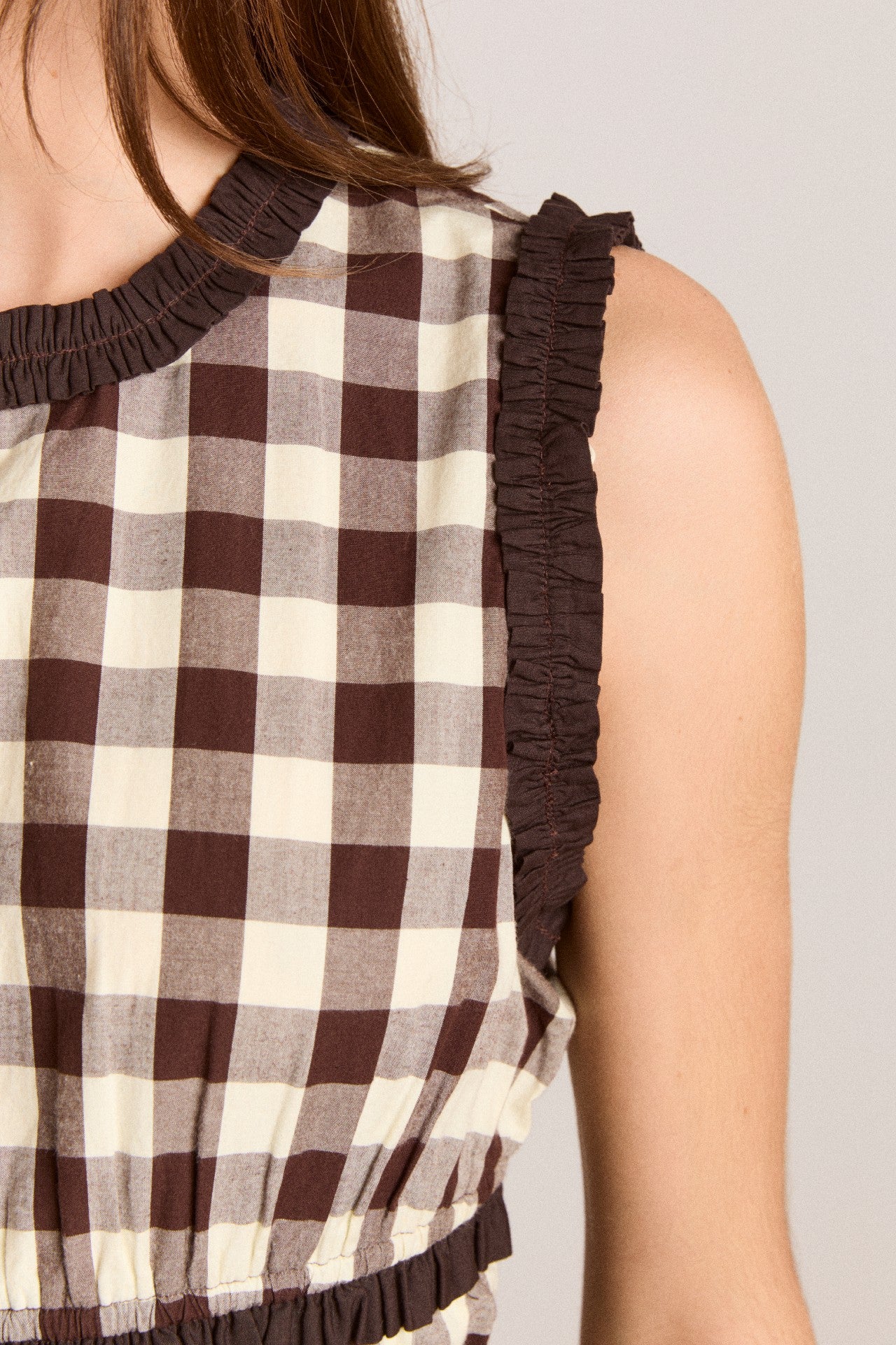 Damson Madder everly ruffle blouse - butter gingham