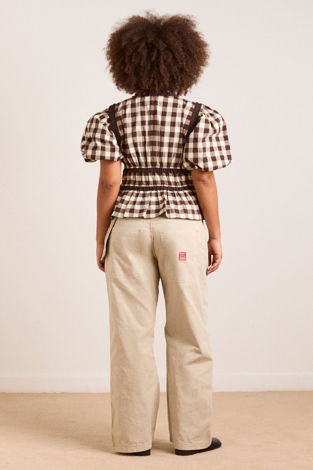 Damson Madder everly ruffle blouse - butter gingham