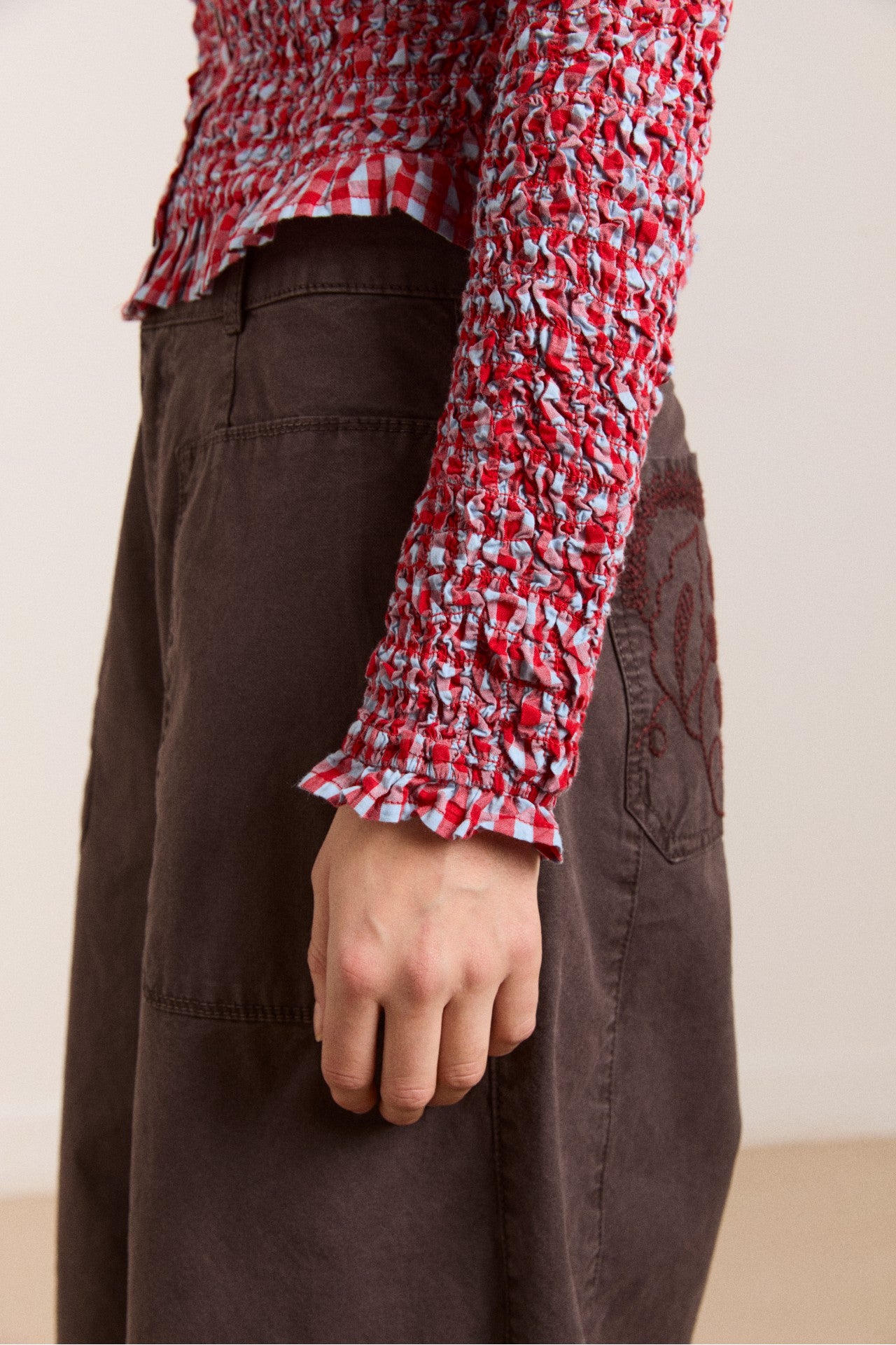 Damson Madder elliana smocked cardi - blue & red gingham