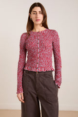 Damson Madder elliana smocked cardi - blue & red gingham
