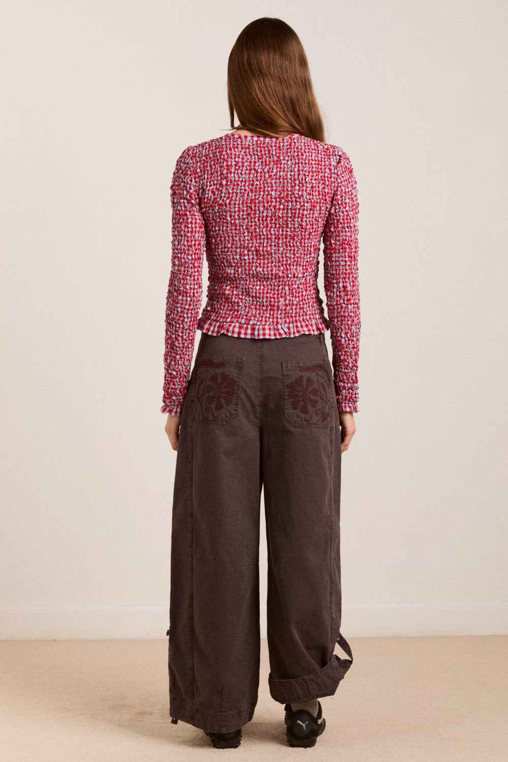 Damson Madder elliana smocked cardi - blue & red gingham