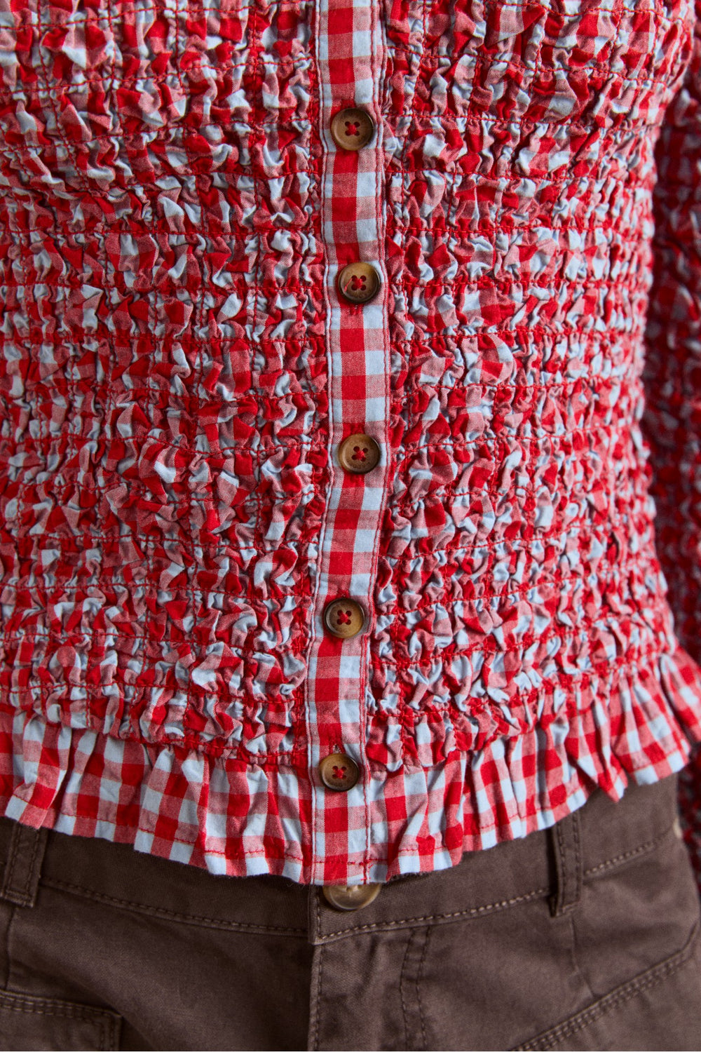 Damson Madder elliana smocked cardi - blue & red gingham