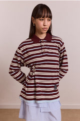 Damson Madder noah cinch layered rugby - choc stripe